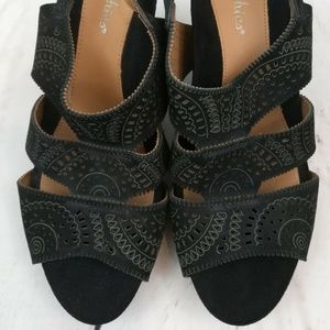 Earthies Women's Slingback Sandals Heels Leather